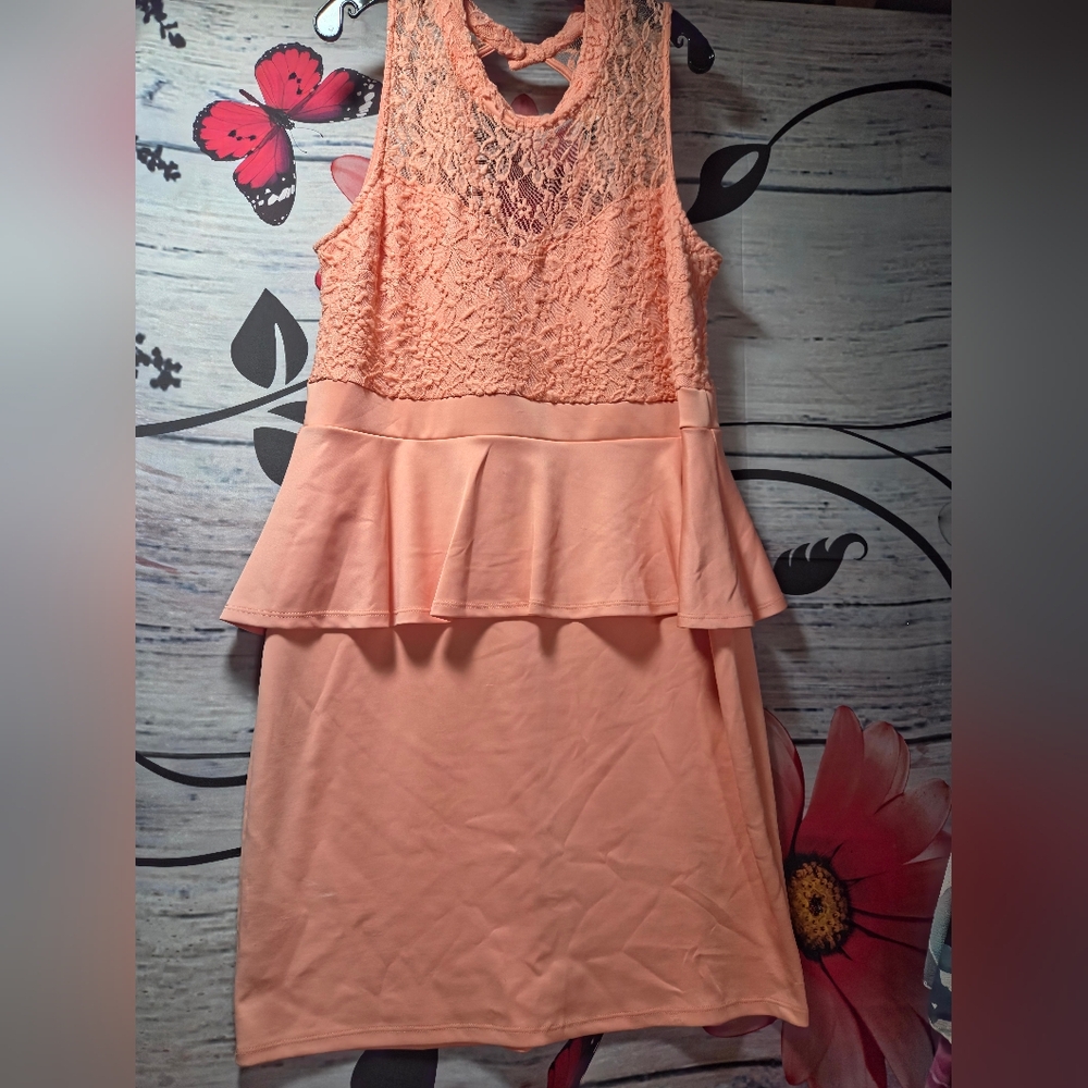 Peach Peplum Ruffled Halter Sundress